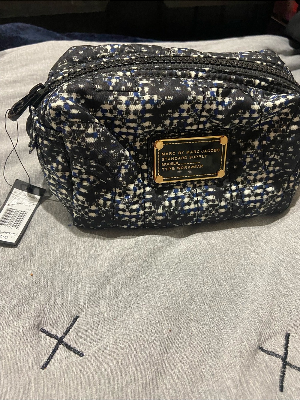 Marc By Marc Jacobs Quilted Tweed Cosmetic Pouch - Black, Navy & White